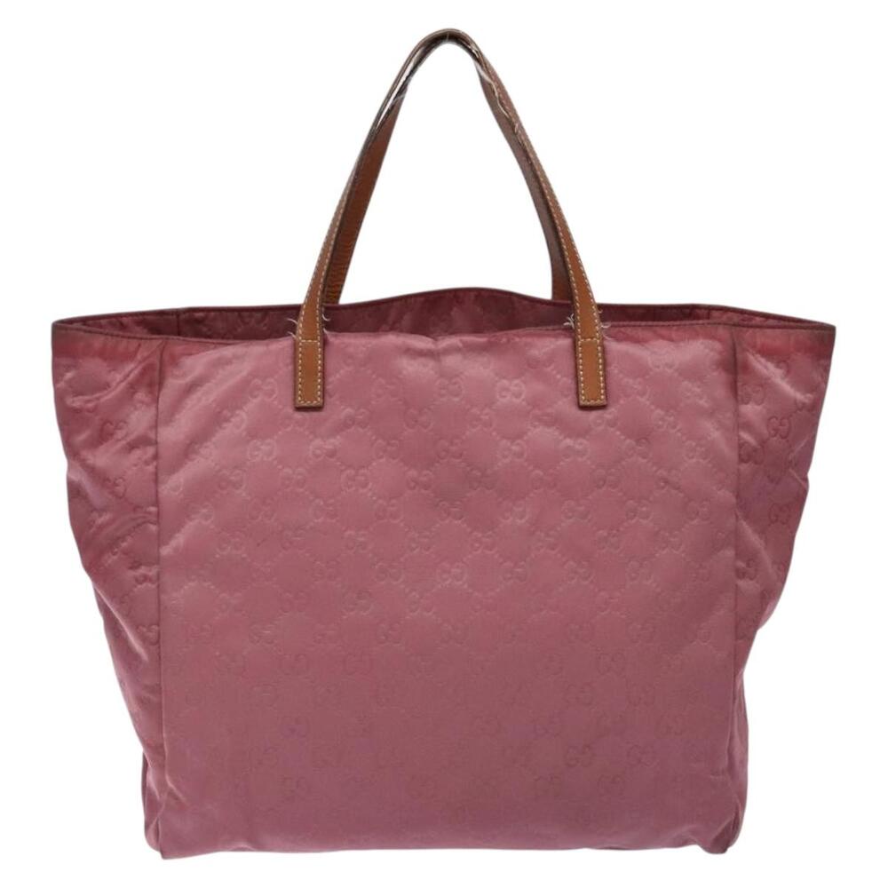 GUCCI GG Canvas Tote Bag Nylon Pink Silver - Picture 3 of 16